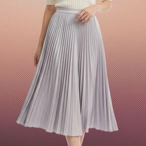H&M Light Grayish Pink Pleated Midi Skirt